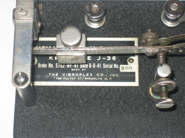 U.S Army Lionel J-36 Morse Code key Restoration label Signal Corps 